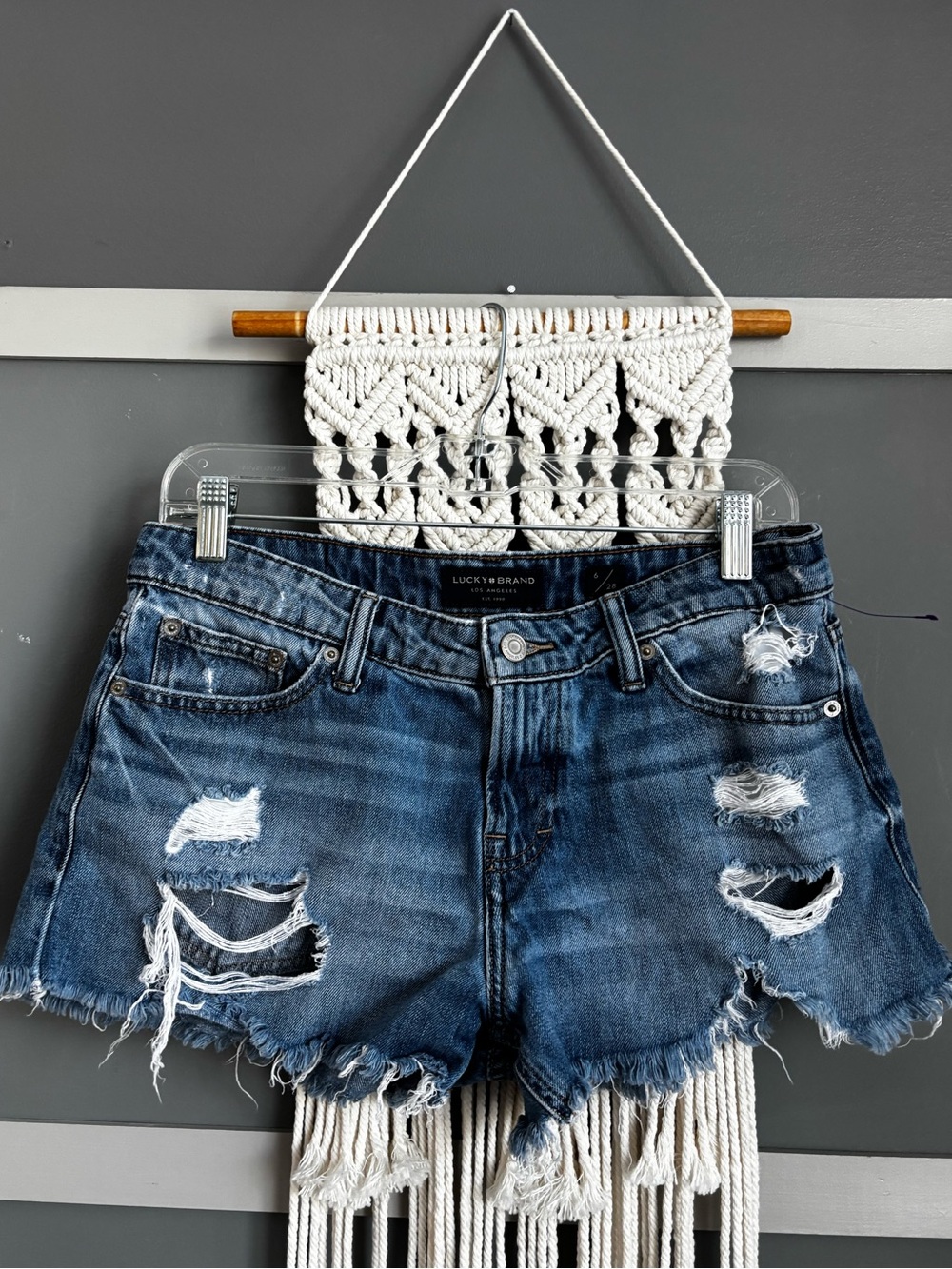 Lucky Brand Distressed Blue Denim Cutoff Shorts